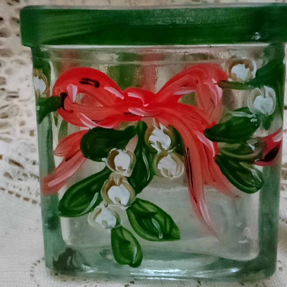 Christmas tablecloth, centerpiece and votive